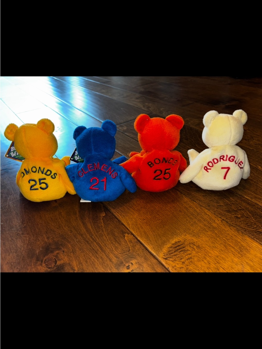 Set of 4 Salvino’s Bamm Beanos Edmonds, Rodriguez, Clemens, Bonds beanie baby